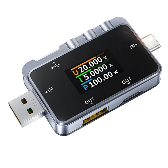 FNIRSI FNAC-28 2 in 1 Type C USB Tester 4-24V 6.5A, LCD Voltage Current Power Tester Digital Multimeter