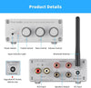 Bluetooth 5.0 & R/L Förstärkare 100W x 2 med Volym, Bas och Diskant kontroll, Vit