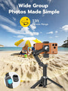 Gimbal 3-Axis Anti-Shake Stabilizer for iPhone w/AI Tracking Module &Fill Light, Gesture Control, One-Tap Tripod Release, Built-in Extension Rod
