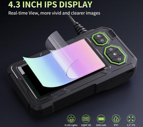 NÖRDIC Industriell endoskopkamera med 8 LED-lampor 1080P 4,3-tums IPS-skärm, IP67 vattentät kabel 5m 8 mm
