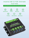 Industriell USB HUB för 2 datorer till 4 USB 3.2 portar, switchbar, monterbar, kompatibel med Windows Linux Mac