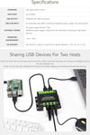 Industriell USB HUB för 2 datorer till 4 USB 3.2 portar, switchbar, monterbar, kompatibel med Windows Linux Mac