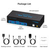 Dual Monitor KVM 2x2 DP Switch DisplayPort1.4, 8K60Hz 4K120Hz, 4xUSB-A 3.1 5Gbps