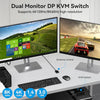 Dual Monitor KVM 2x2 DP Switch DisplayPort1.4, 8K60Hz 4K120Hz, 4xUSB-A 3.1 5Gbps