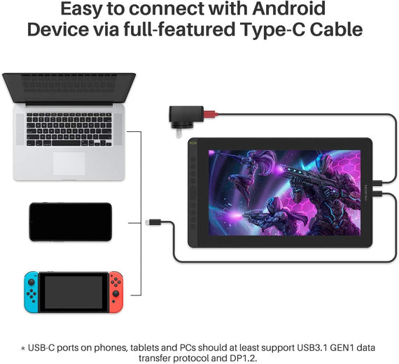 Grafisk Ritplatta, 15.6 Tum Hel-laminerad skärm, 10 Programmerbara knappar, 8192 Penntryck med Batteri-Fri Penna