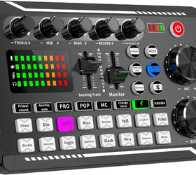 Live Sound Card ljudmixer, podcast-ljudinterface med DJ-mixereffekter för PS4, PS5, karaoke, TikTok, YouTube, livestreaming, inspelning och gaming