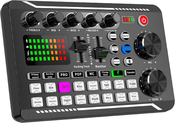 Live Sound Card ljudmixer, podcast-ljudinterface med DJ-mixereffekter för PS4, PS5, karaoke, TikTok, YouTube, livestreaming, inspelning och gaming