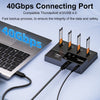 MAIWO 4-plats M.2 NVMe SSD USB4.0 Dock, Klonare/Duplicator, Stöder 1-till-3 Offline-kloning & Programvaru-RAID, 40Gbps kompatibel med Thunderbolt 4/3