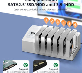 MAIWO 6bay HDD clone docking station type C  3.5" SATA HDD 5Gbps