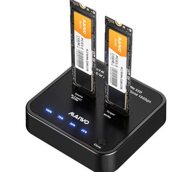 Maiwo K3016AN NVMe-klonare M.2-duplicator för PCIe NVMe M-Key SSD, 16Gbps kloningshastighet, åtkomst till två SSD-enheter samtidigt