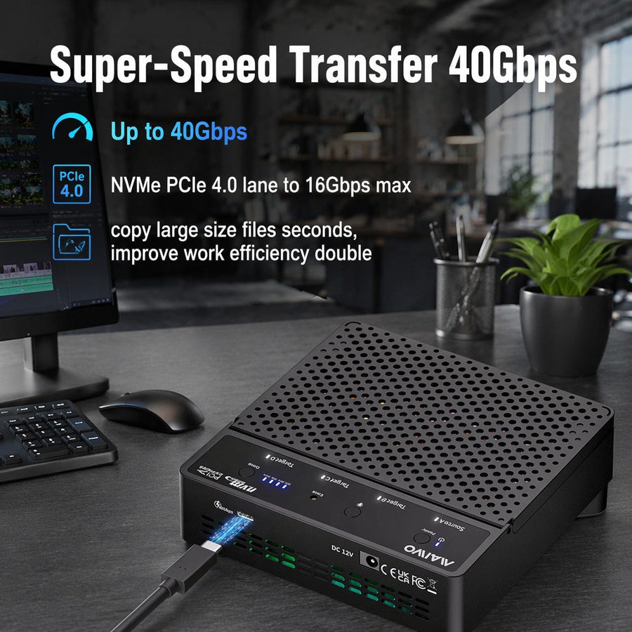 Maiwo K2054PE Quad Bay USB4.0 NVMe-kabinett 40Gbps, All-in-one