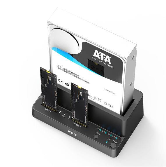 Maiwo Triple Bay HDD Clone enclosure  2xSSD NVMe M.2 and 1x SATA HDD
