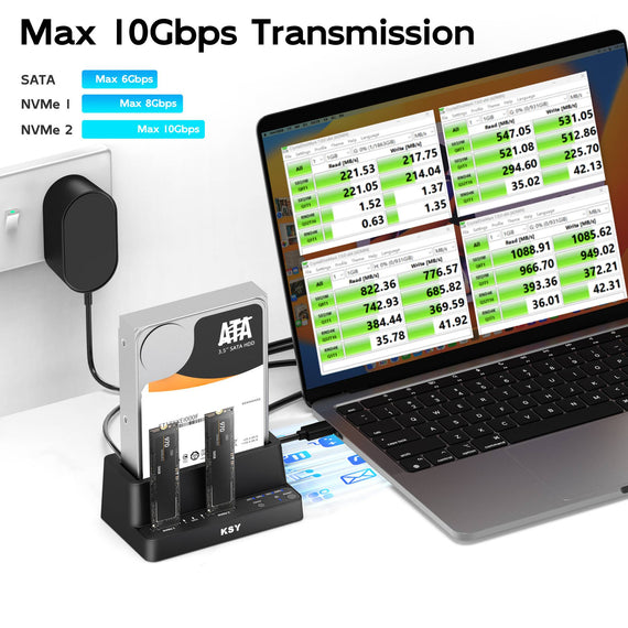 Maiwo Triple Bay HDD Clone enclosure  2xSSD NVMe M.2 and 1x SATA HDD