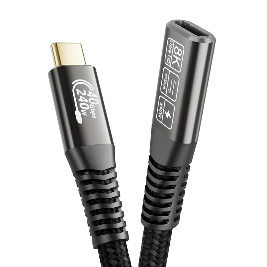 0.5m Thunderbolt 4 Extension Cable, USB C Male to Female 240W Fast Charging Cable, 40Gbps 8K 60Hz