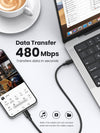 0,5m USB 2.0 USB-C till C kabel för iPhone 15/15 Pro/15 Plus/15 Pro Max 3A 480Mbps 60W svart