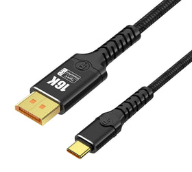 NÖRDIC 0,5m bidirektionell USB-C till DisplayPort 2.1 kabel 16K60Hz 8K240Hz/120Hz 4K240/165/144/60 HDR HDCP2.3