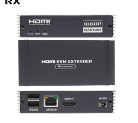 NÖRDIC 1080P 60Hz 65M HDMI KVM Extender USB över Cat5e/Cat6, POC med loop-stöd, USB för tangentbord och mus till PC/dator