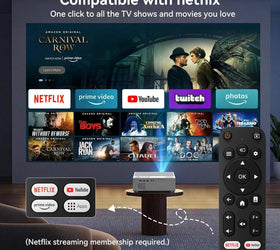 NÖRDIC 1080P Projektor Certifierad för Netflix, Prime Video, Disney+ och YouTube, 300 ANSI lumen, 2.4/5G WiFi 6-stöd för iOS/Android