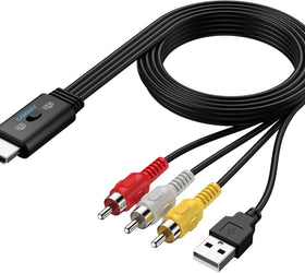 NÖRDIC RCA till HDMI-omvandlare 1080P 16:9/4:3 för VCR, VHS och DVD-spelare, Mini Composite CVBS ljud- och videoadapter med stöd för PAL och NTSC