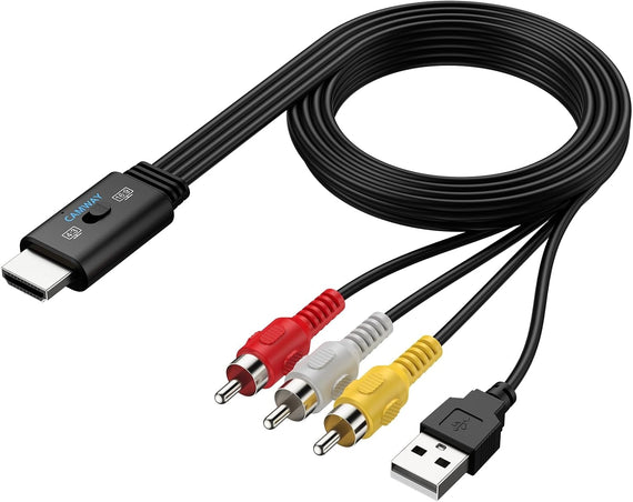 NÖRDIC RCA till HDMI-omvandlare 1080P 16:9/4:3 för VCR, VHS och DVD-spelare, Mini Composite CVBS ljud- och videoadapter med stöd för PAL och NTSC