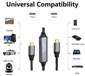 NÖRDIC 10m Aktiv USB 3.0 C till C-kabel, 5Gbps Super Speed USB-kabel