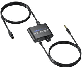 NÖRDIC 192 kHz Digital to Analog Audio Converter, SPDIF Optical to 3.5 mm Adapter with 1 m Optical Cable + 1 m 3.5 mm Audio Cable