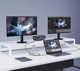 NÖRDIC 1m Thunderbolt 4 förlängningskabel, USB-C hane till hona, 240W snabbladdning, 40Gbps, 8K 60Hz