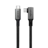 vinklad 1m USB4 USB-C till C nylonflätad kabel PD3.1 240W 40G 8K60Hz 4K144Hz grå