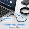 vinklad 1m USB4 USB-C till C nylonflätad kabel PD3.1 240W 40G 8K60Hz 4K144Hz grå