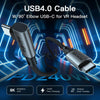 vinklad 1m USB4 USB-C till C nylonflätad kabel PD3.1 240W 40G 8K60Hz 4K144Hz grå