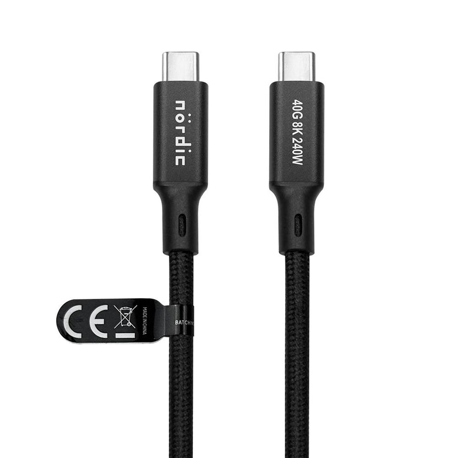 1m USB4 USB-C till C nylonflätad kabel PD3.1 240W 40G 8K60Hz 4K240Hz svart
