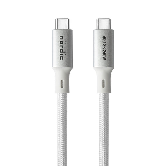 1m USB4/Thunderbolt 4 USB-C till C nylonflätad kabel PD3.1 med 240W snabbladdning 40G 8K60Hz 4K120Hz 5K60Hz 2x4K60Hz Emarker