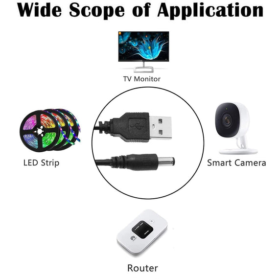 NÖRDIC 1m USB-A Cable to 5.5x2.5mm DC