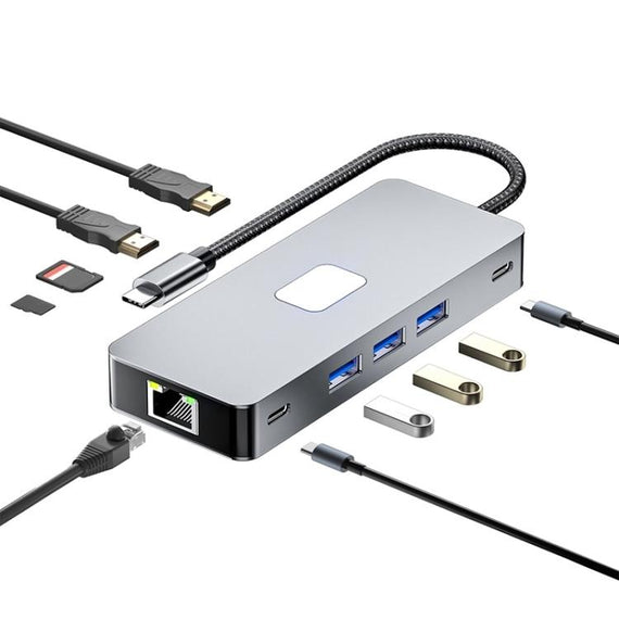 1 to 10 USB-C Docking station 2xHDMI4K60Hz 3xUSB3.0 5G 1xUSB-C 5G 1xRJ45 GigaLan 1xPD100W 1xSD 1xMicroSD