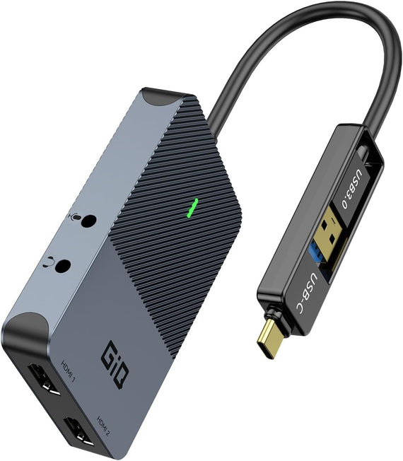 NÖRDIC 1 till 4 Docking Station 2xHDMI 2K@60Hz USB-A & USB-C Kompatibel med USB 4,Windows och Mac1
