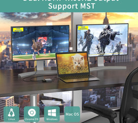 NÖRDIC 1 till 4 USB-C Dockningsstation 2xHDMI Dubbla skärmar 1xUSB-C PD100W 1xUSB-A 5G