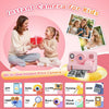 NÖRDIC 2,4" HD Instant-kamera, Mini kamera med fotoutskrift/videoinspelning, kompatibel app, Rosa