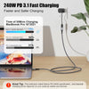 NÖRDIC 25cm USB3.2 Gen2 20Gbps USB-C till C nylonflätad förlängningskabel med Power Delivery 240W 4K60Hz