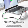 50cm USB4 USB-C till C nylonflätad kabel PD3.1 med 240W snabbladdning 40G 8K60Hz 4K120Hz 5K60Hz 2x4K60Hz Emarker