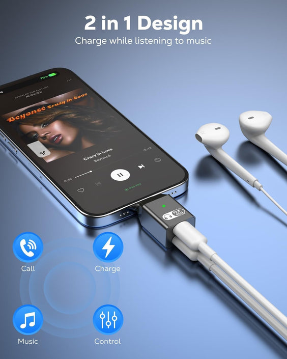 NÖRDIC USB-C till Lightning + USB-C Adapter för Ljud och Snabb laddning 45W