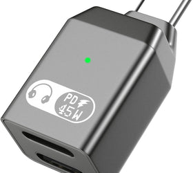 NÖRDIC USB-C till Lightning + USB-C Adapter för Ljud och Snabb laddning 45W