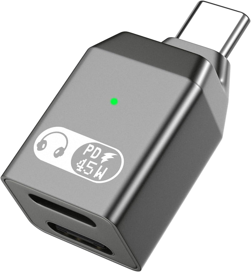 NÖRDIC USB-C till Lightning + USB-C Adapter för Ljud och Snabb laddning 45W