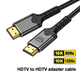 NÖRDIC 2m HDMI 2.2 kabel 96 Gbps, stöd för 16K 60Hz, 8K 240Hz, 4K 480Hz, HDCP 2.2 & 2.3, DTS:X, Dynamic HDR10+ och eARC