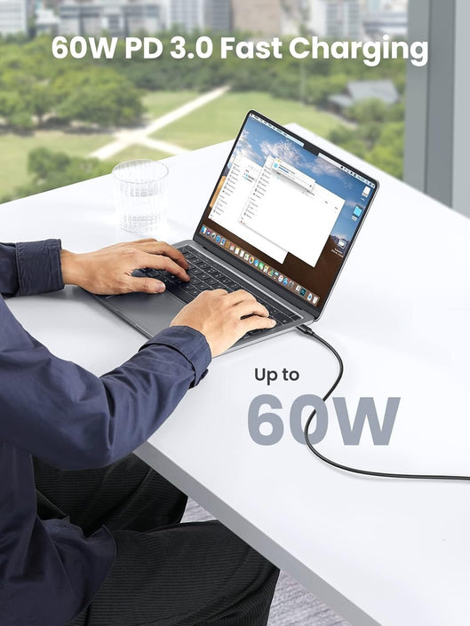 2m USB 2.0 USB-C till C kabel för iPhone 15/15 Pro/15 Plus/15 Pro Max 3A 480Mbps 60W svart