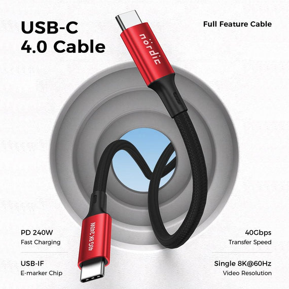 2m USB4 USB-C till C nylonflätad kabel PD3.1 med 240W snabbladdning 40G 8K60Hz 4K120Hz 5K60Hz 2x4K60Hz Emarker