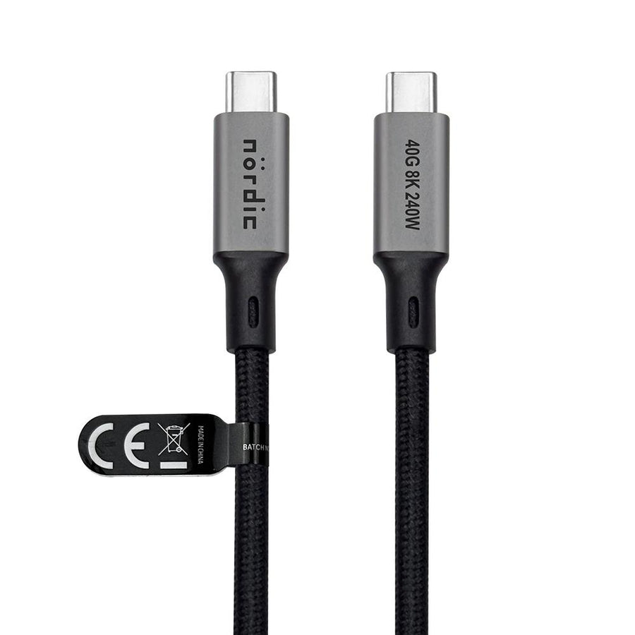 2m USB4 USB-C till C nylonflätad kabel PD3.1 240W 40G 8K60Hz 4K240Hz grå