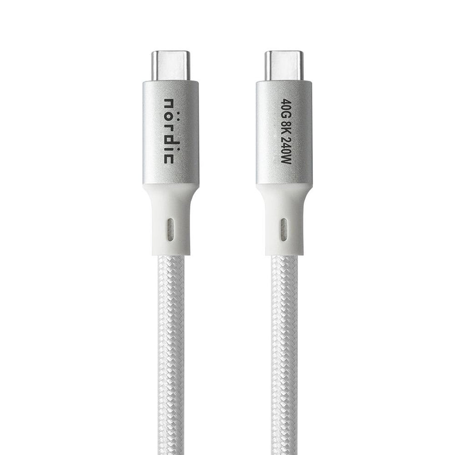 2m USB4/Thunderbolt 4 USB-C till C nylonflätad kabel PD3.1 med 240W snabbladdning 40G 8K60Hz 4K120Hz 5K60Hz 2x4K60Hz Emarker