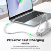 2m USB4/Thunderbolt 4 USB-C till C nylonflätad kabel PD3.1 med 240W snabbladdning 40G 8K60Hz 4K120Hz 5K60Hz 2x4K60Hz Emarker