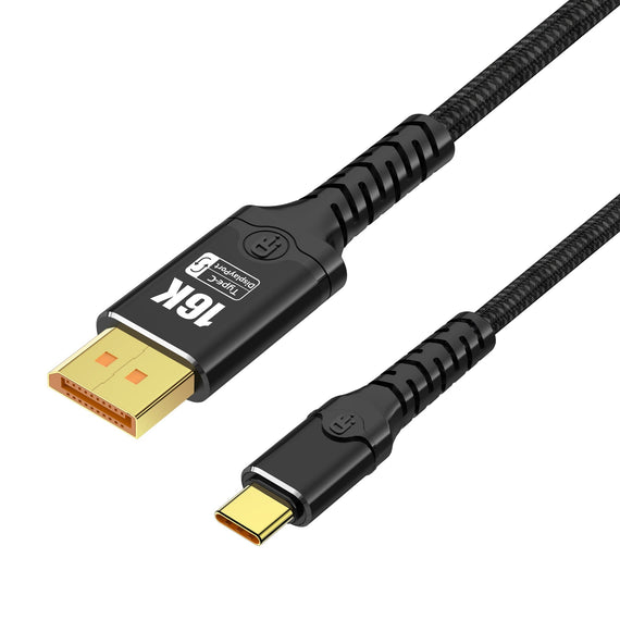 NÖRDIC 2m bidirektionell USB-C till DisplayPort 2.1 kabel 16K60Hz 8K240Hz/120Hz 4K240/165/144/60 HDR HDCP2.3