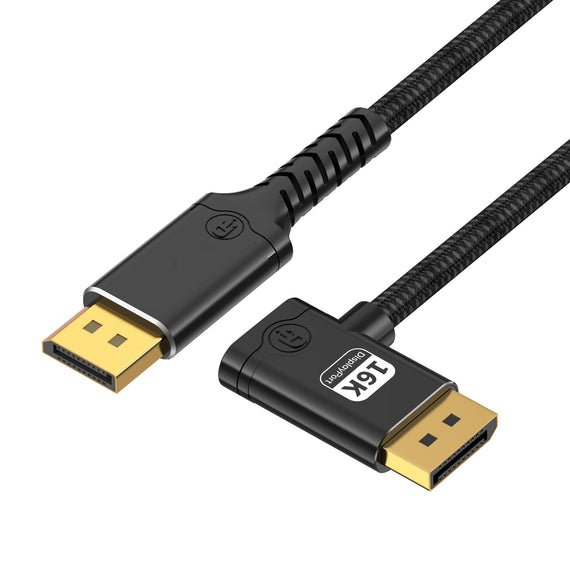 NÖRDIC 2 m nylonflätad DisplayPort 2.1 kabel DP80 UHBR20 80Gbps 16K/10K/8K@60Hz 4K@240/165/144Hz DSC 1.2a HDR HDCP 2.2 FreeSync G-Sync